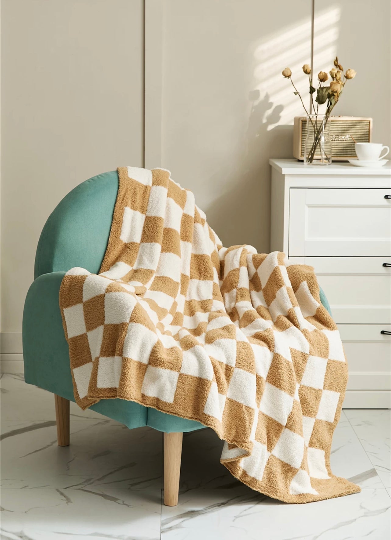 Checker board knit blanket (more colors)