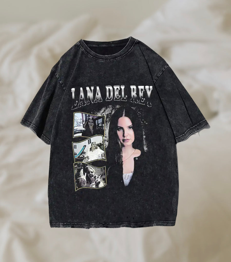 Lana del rey graphic band tee acid wash tshirt