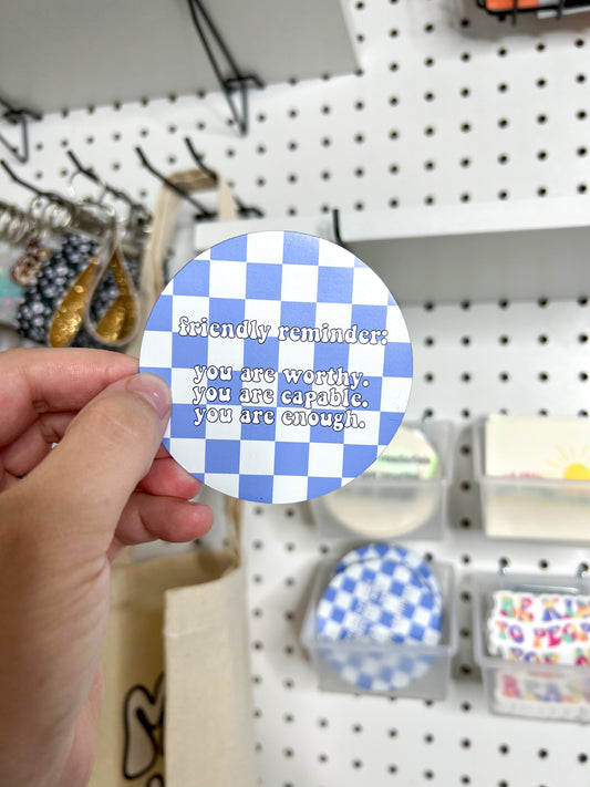 checkered friendly reminder magnet