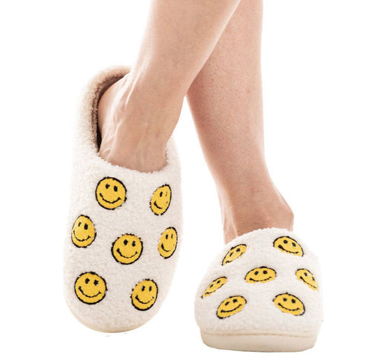 all over happy face slippers
