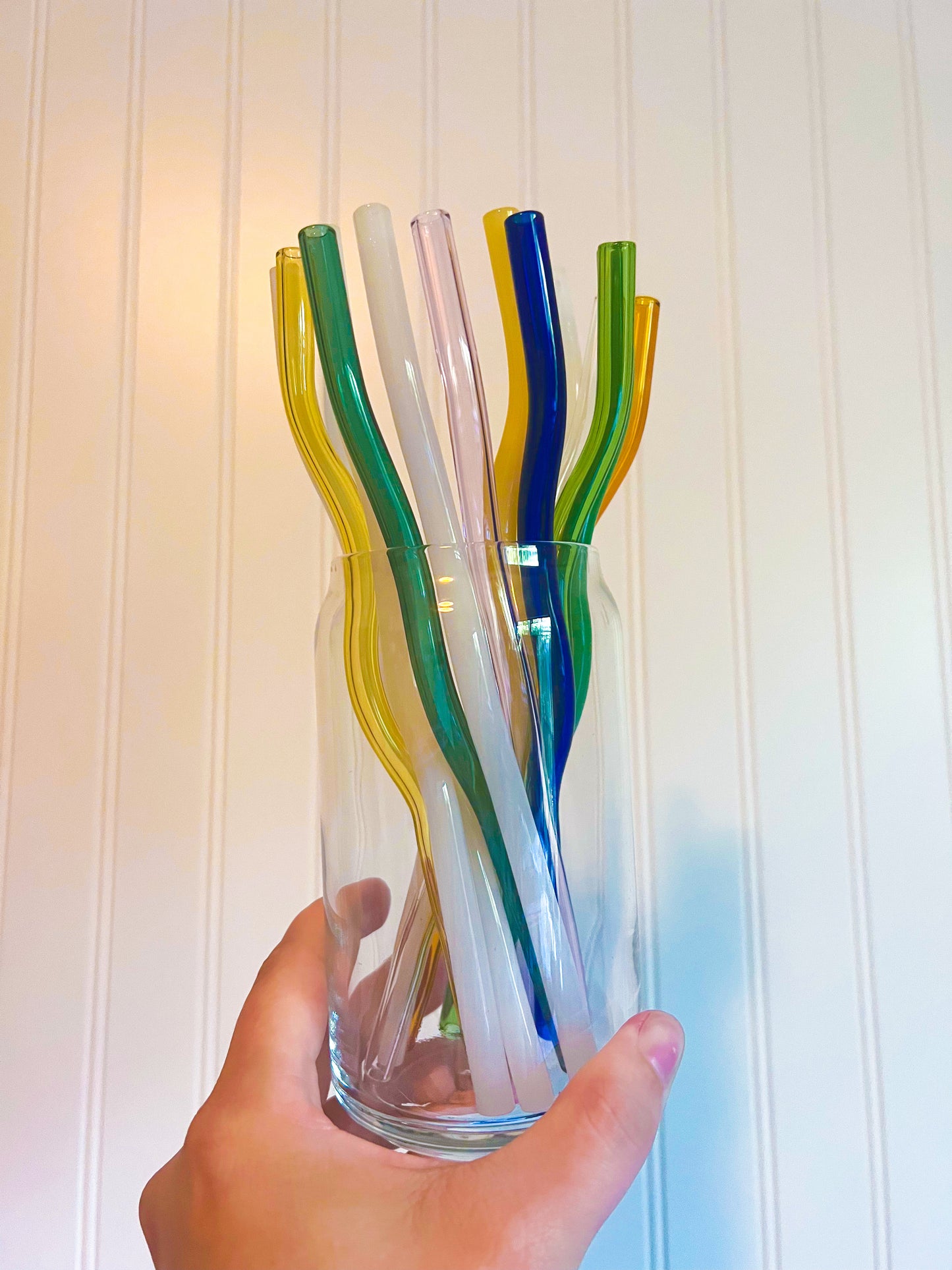 wavy reusable glass straw (choose color)