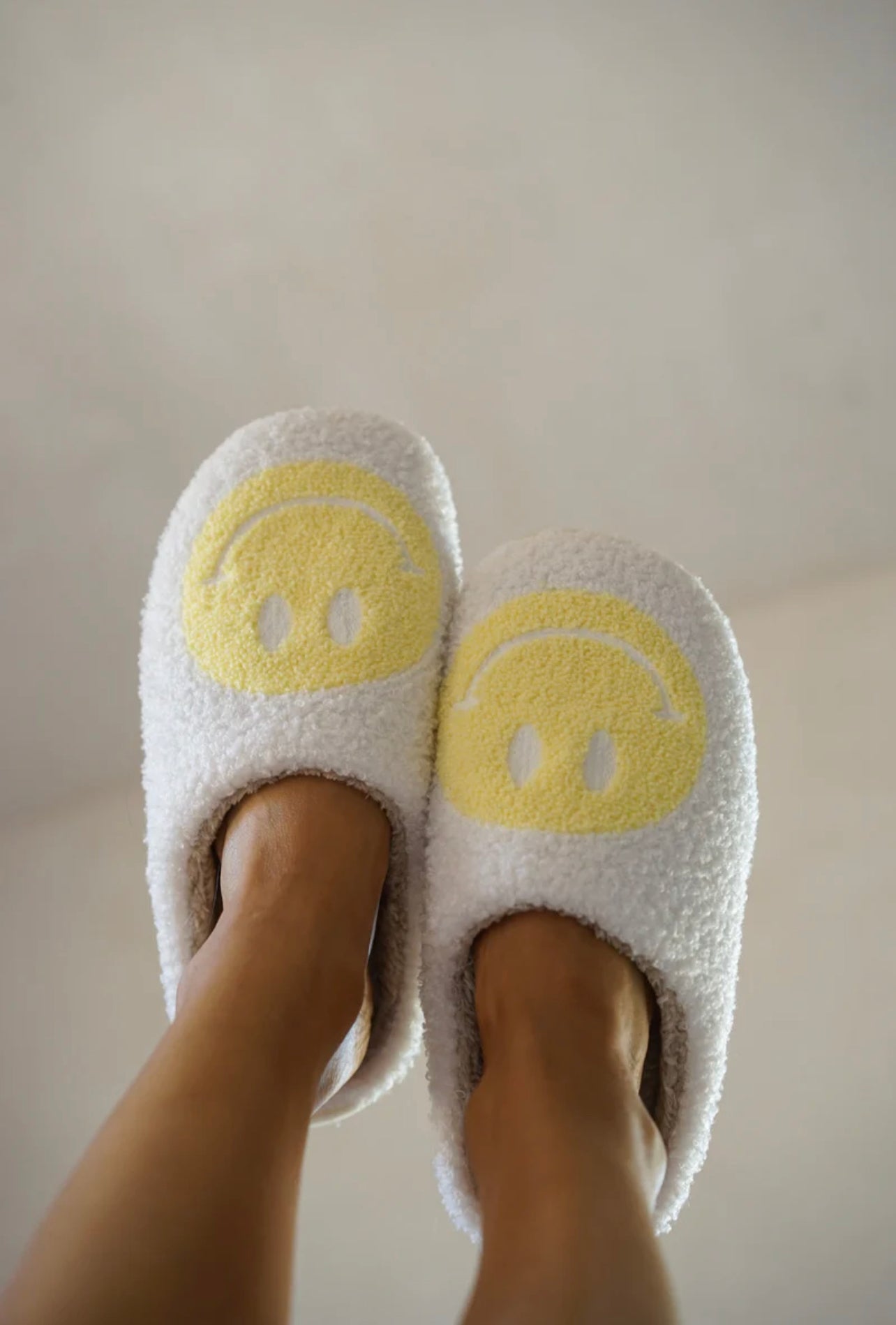 minty smiley face slippers