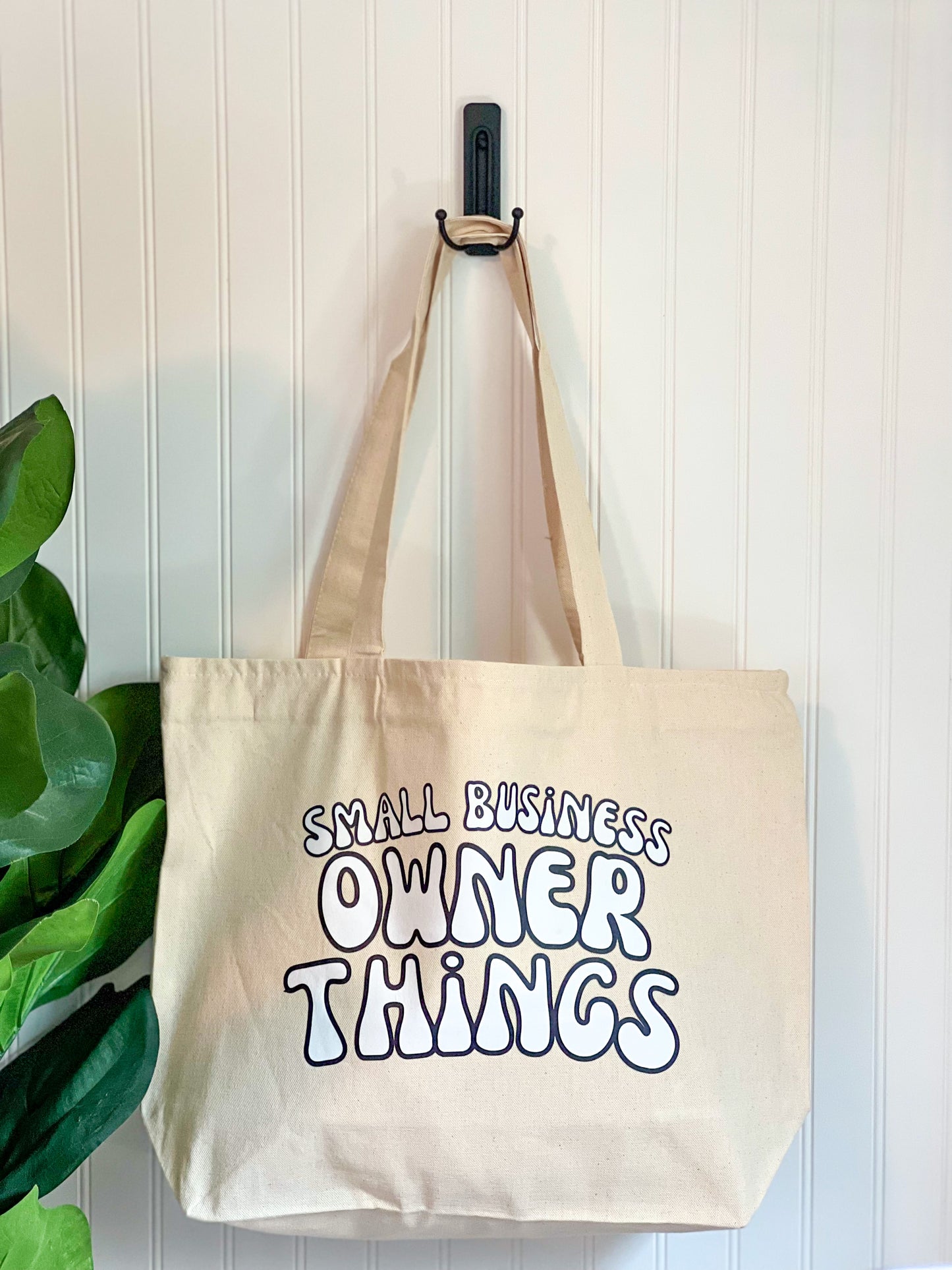 small business owner things zippered canvas tote