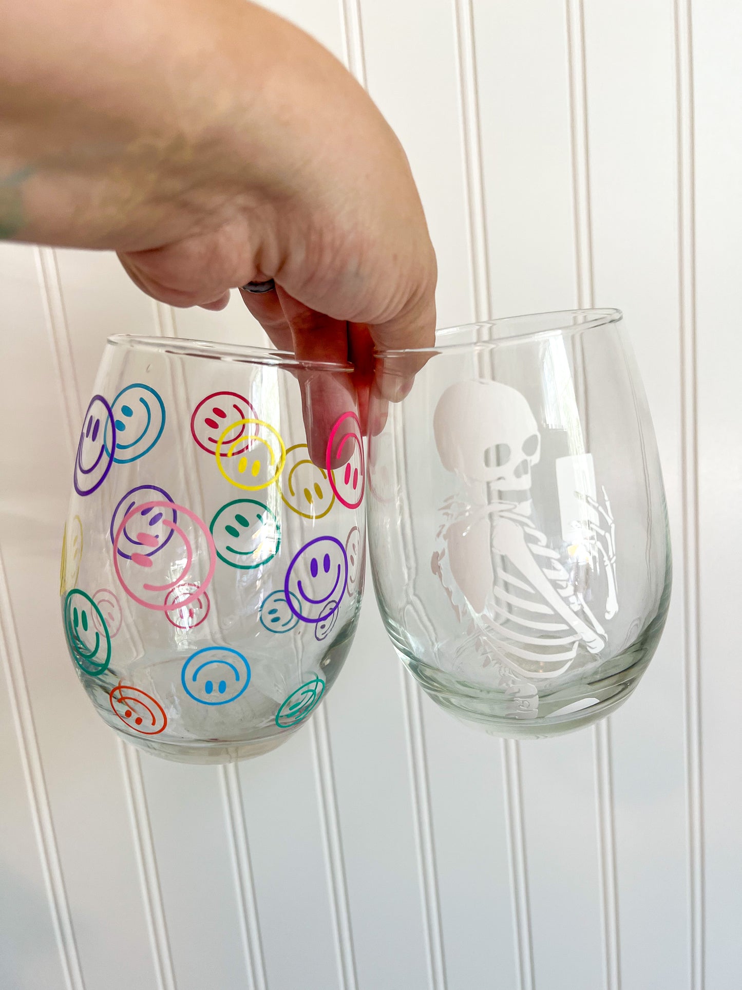 stemless wine glass (choose design)
