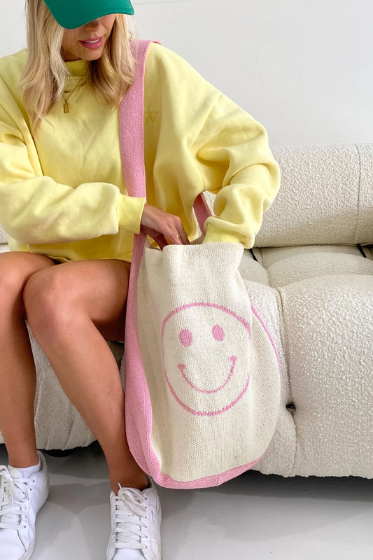 Happy face smiley knit tote bag (more colors)