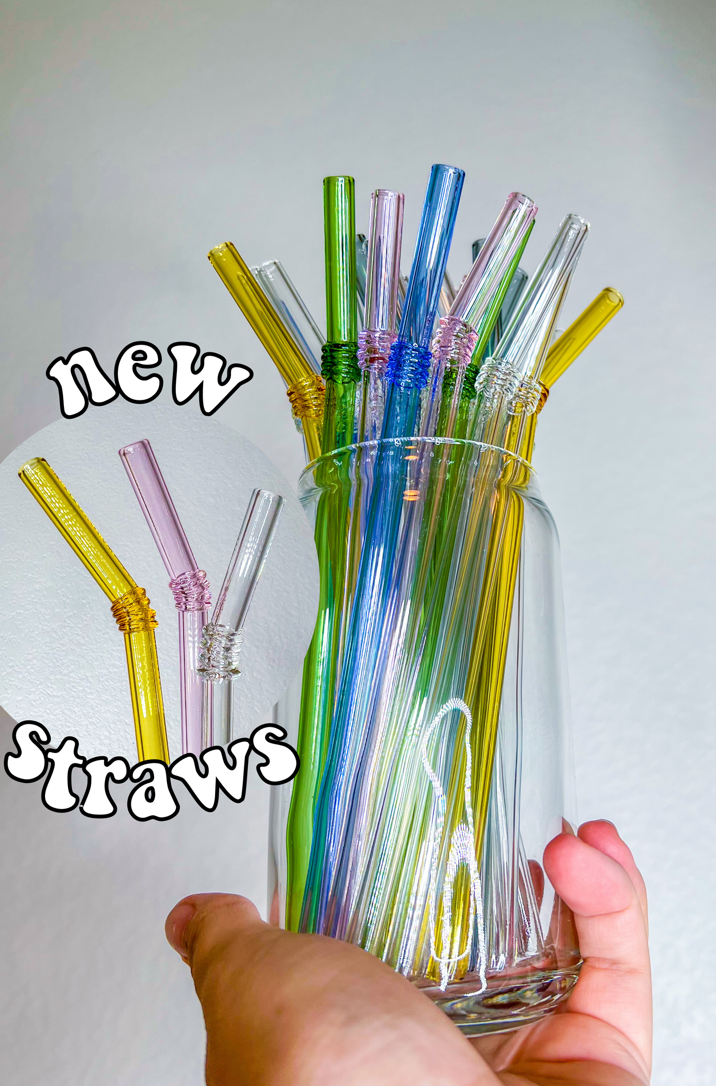 reusable glass accordion straw (choose color)
