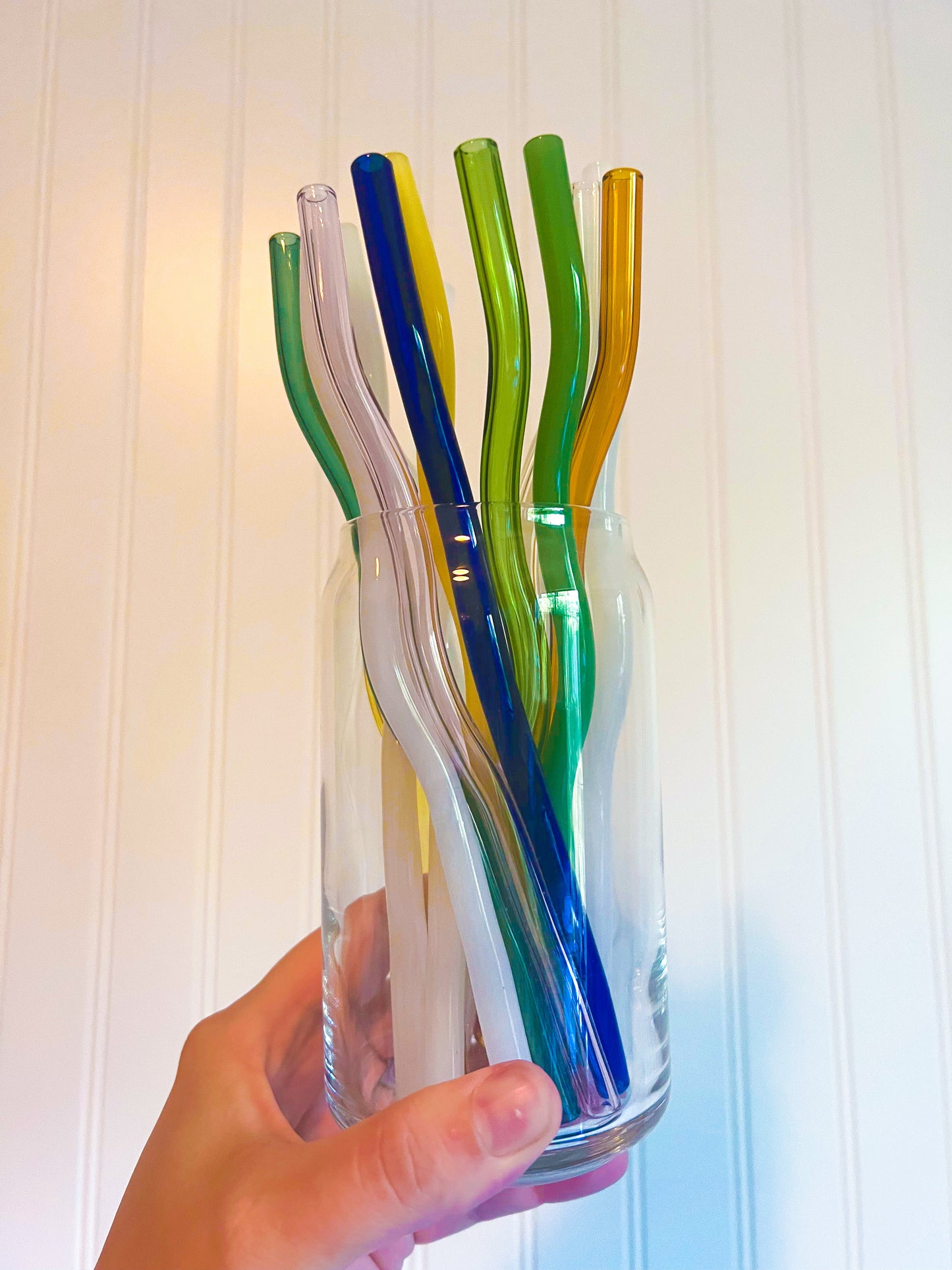 wavy reusable glass straw (choose color)